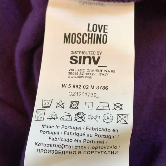Love Moschino Purple short sleeve t-abirt sweatshirt dress size 2 NWT - Picture 12 of 12